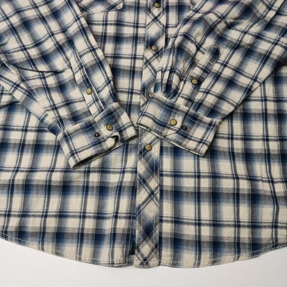 Outdoor Life Pearl Snap Shirt Blue Plaid Multi Mens Size 2XL - Picture 2 of 8